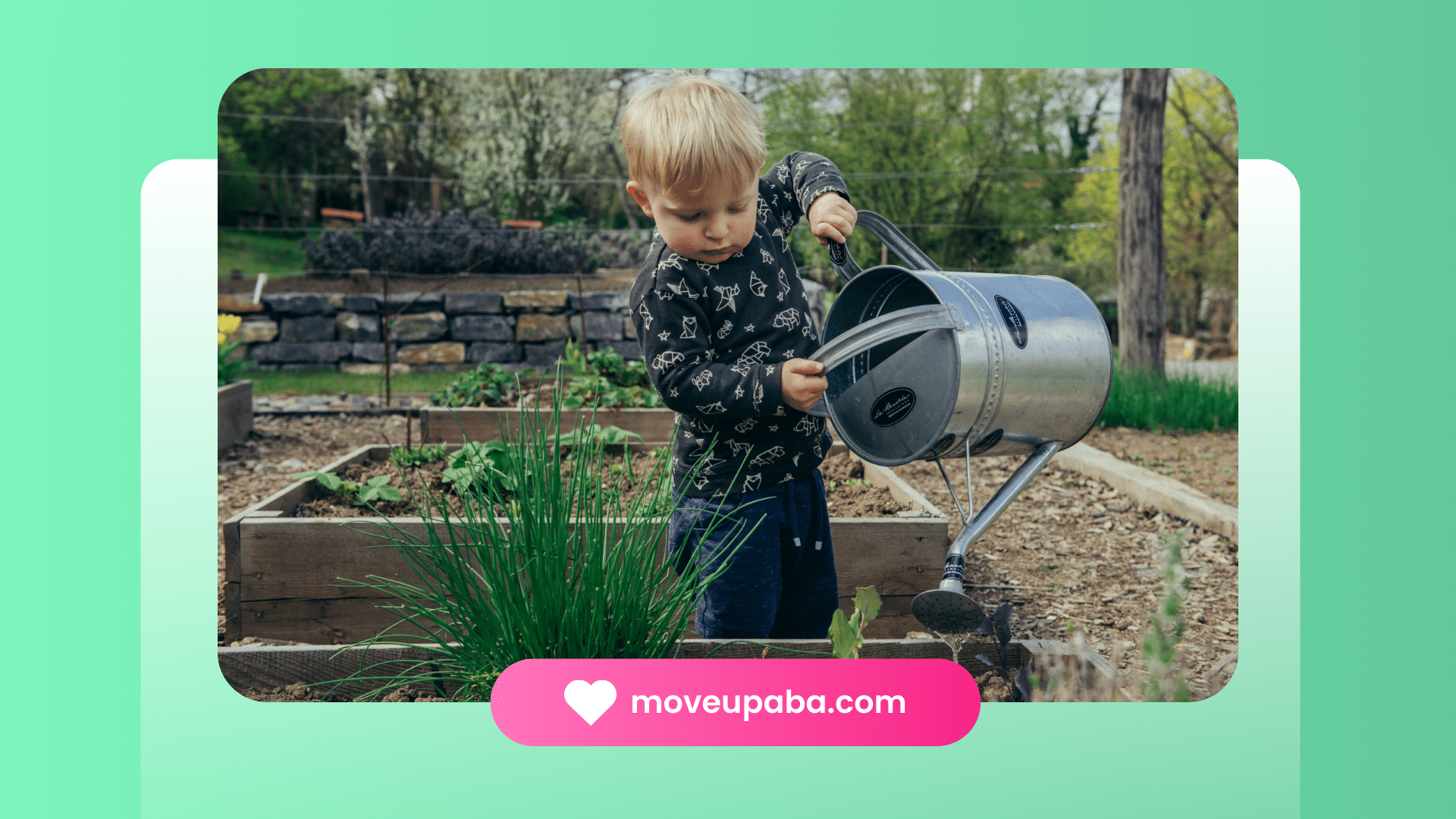 An autistic child practicing gardening