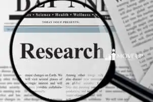 News paper with Research and magnifying glass