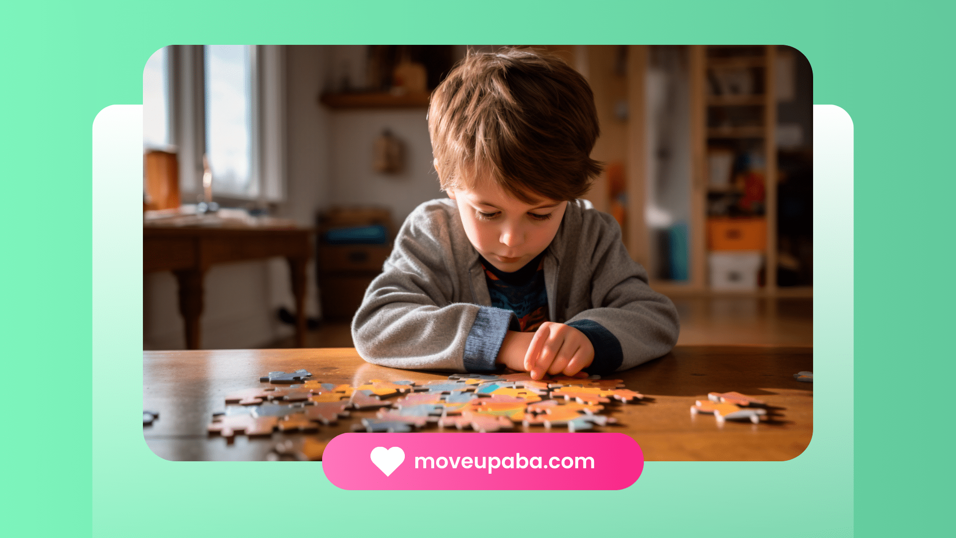 boy playing with puzzle pieces