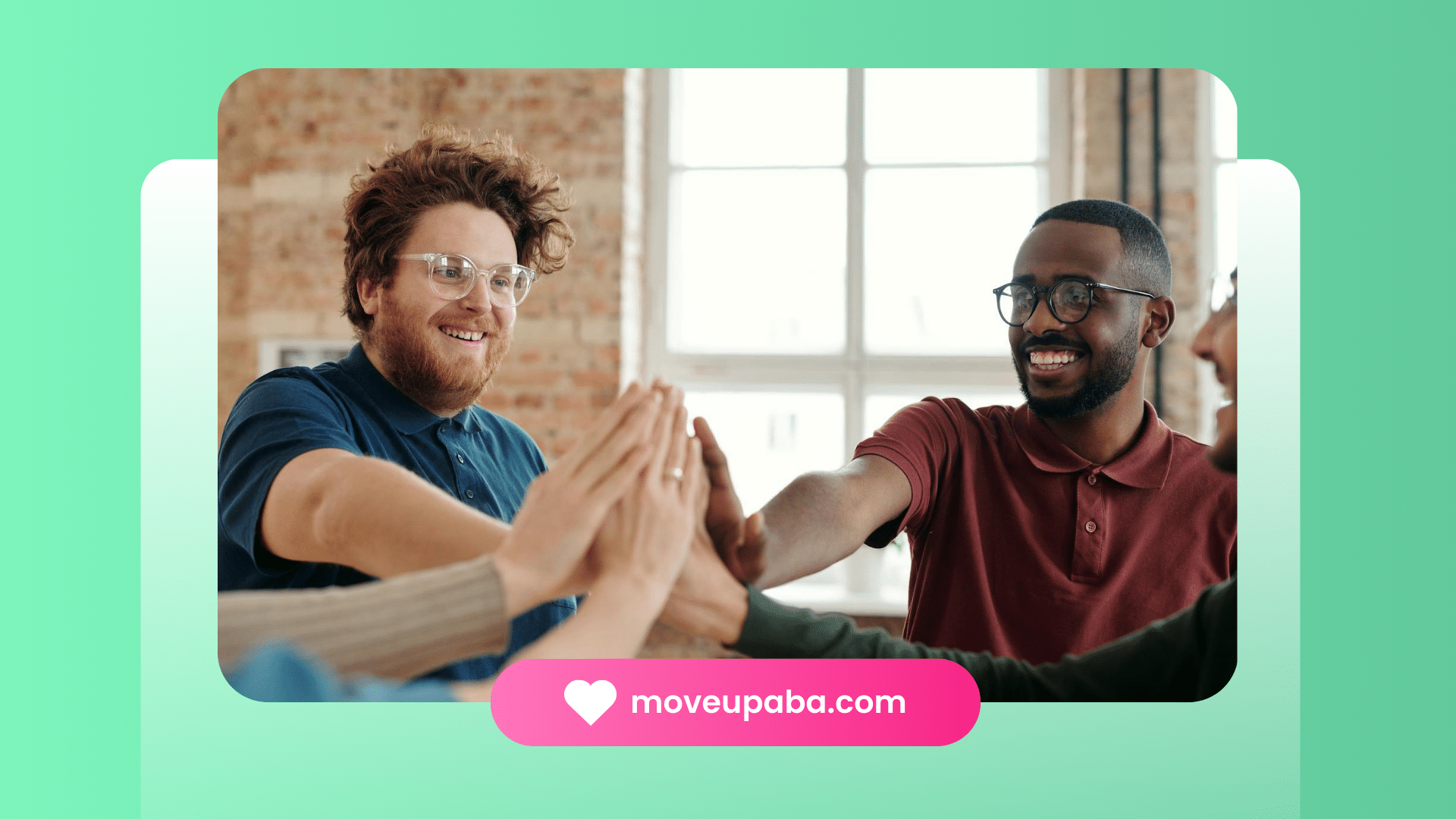 An autism support group giving each other a high-five in a cheerful community setting in Maryland