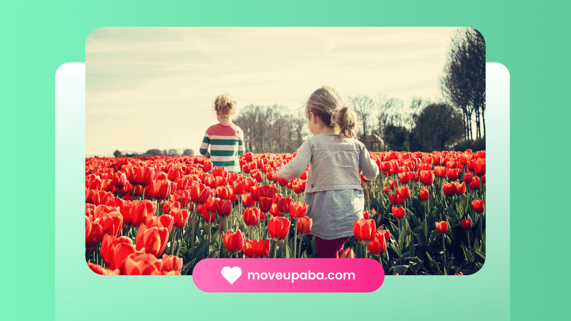 Children playing in a field of red tulips exhibiting the similarities between autism and ADHD.