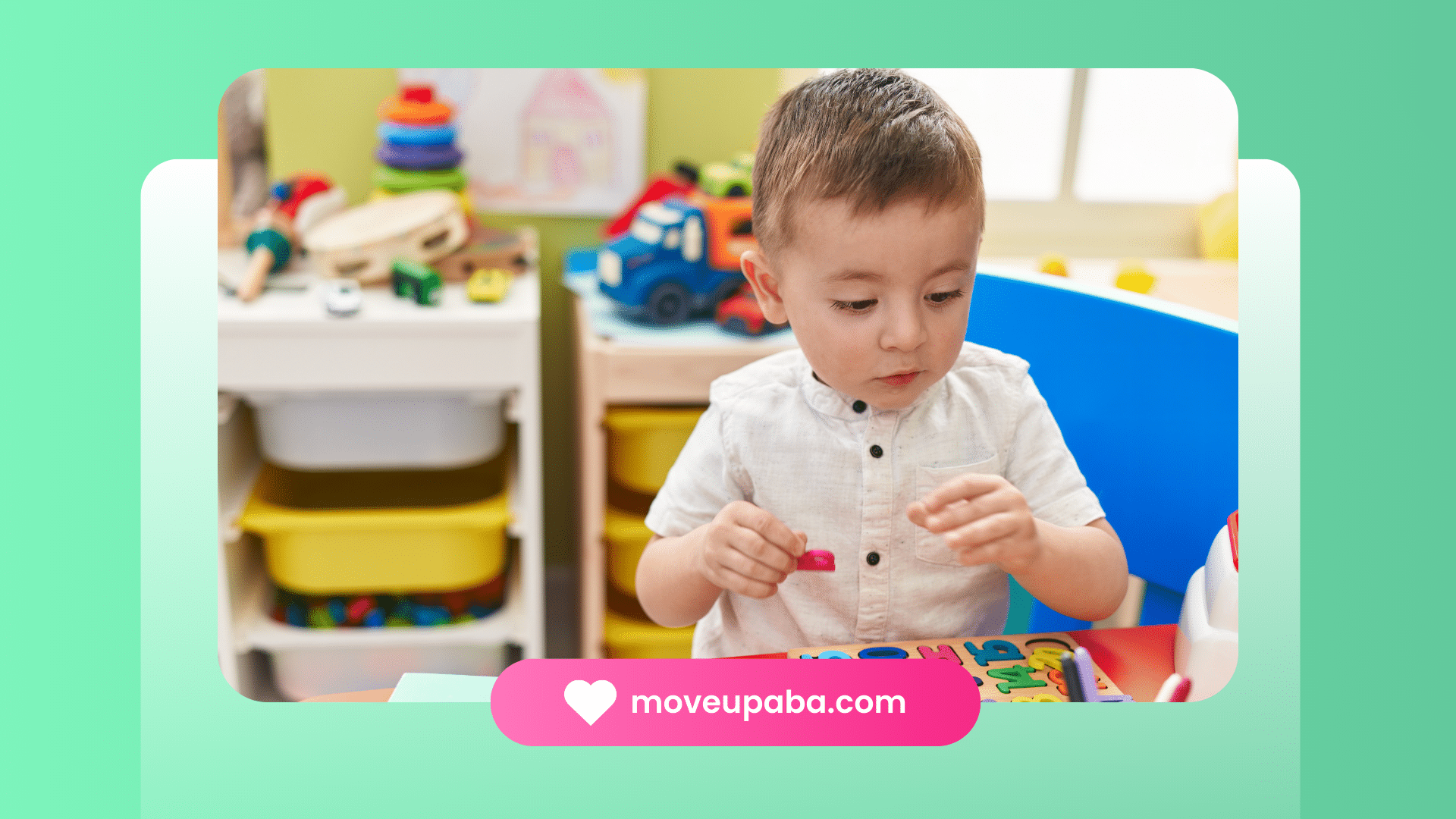 A young boy engaging in a sensory activity with colorful educational toys