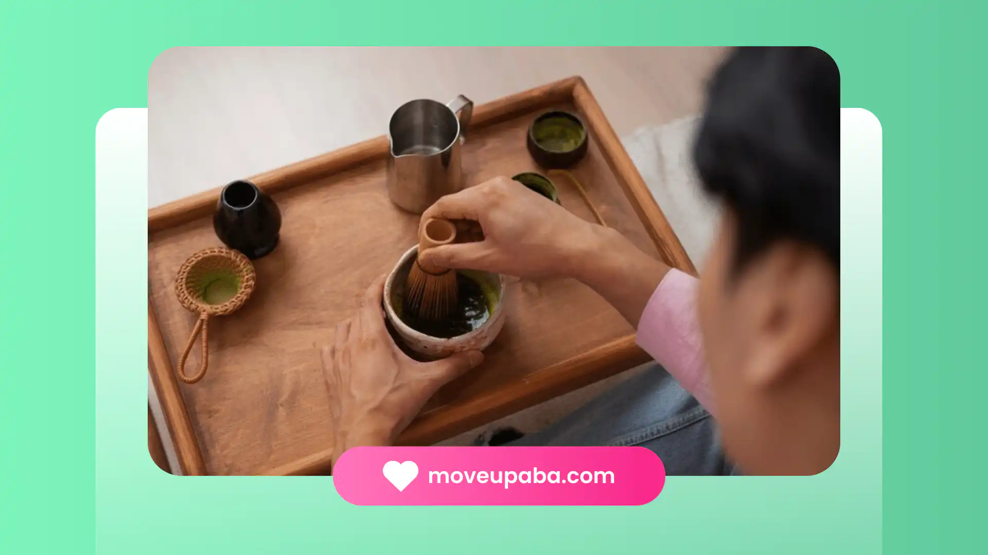 An autistic man making a matcha drink.