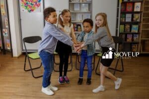 A group of kids in a classroom