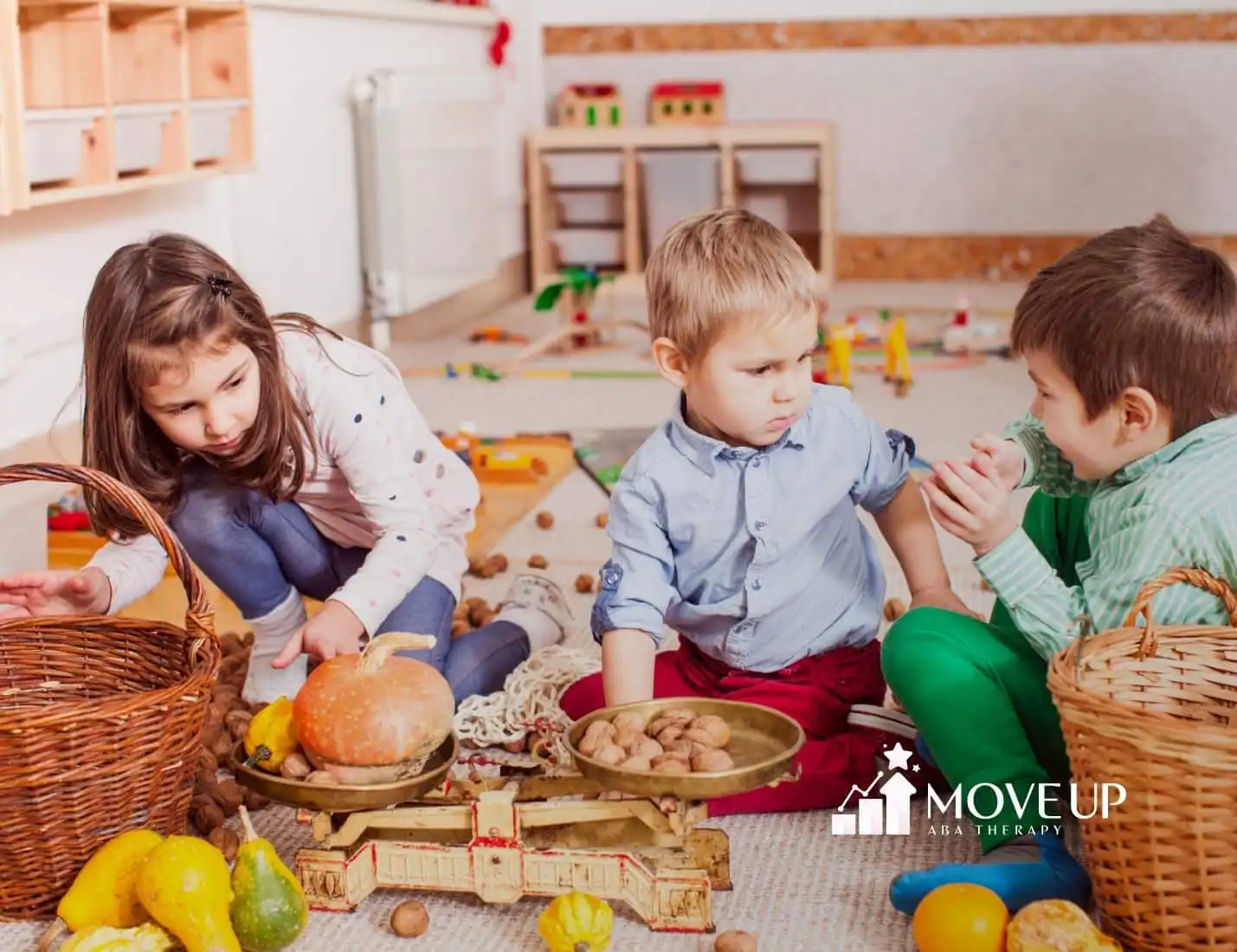 A group of kids playing with pumpkins