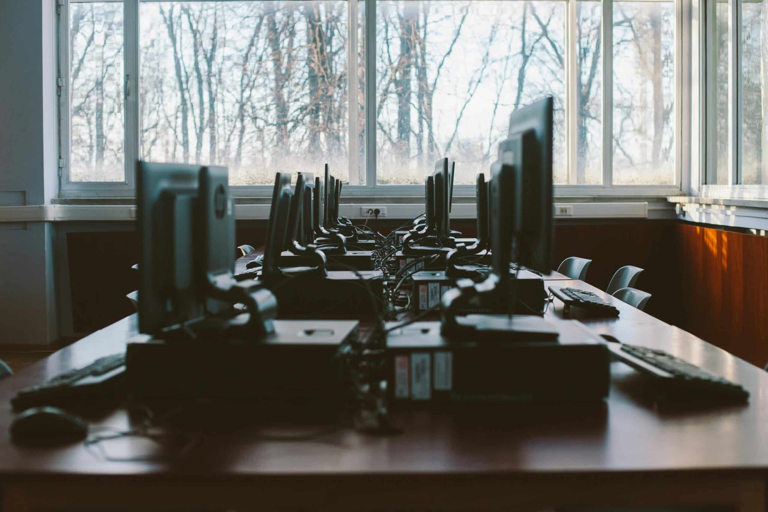 rows of computers representing access to resources