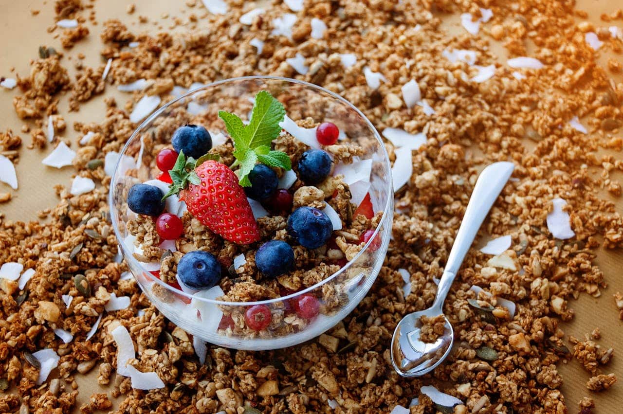 cereal with strawberries and blueberries for aba therapy activities