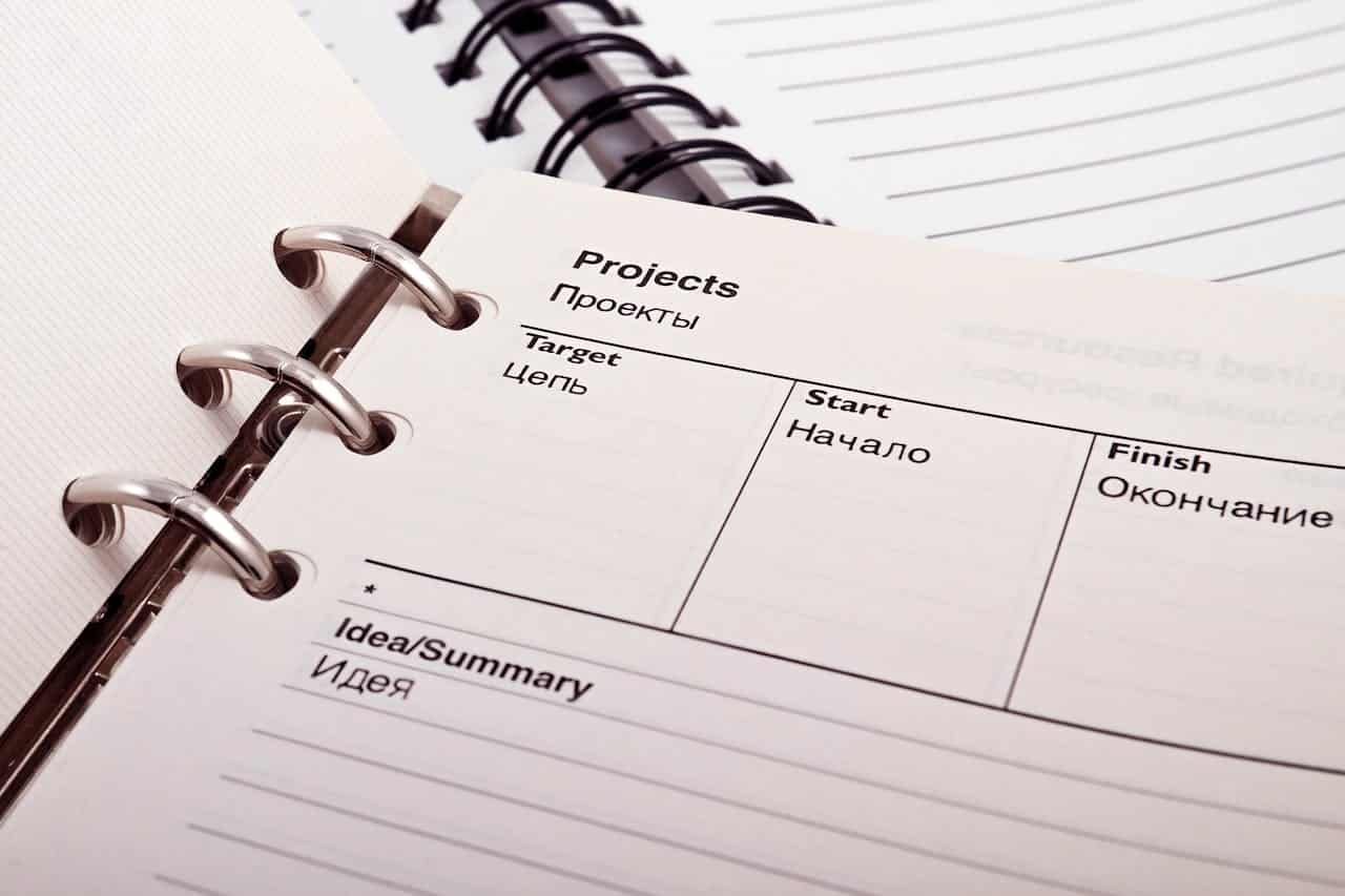 planner notebook with categories for ABA therapy planning