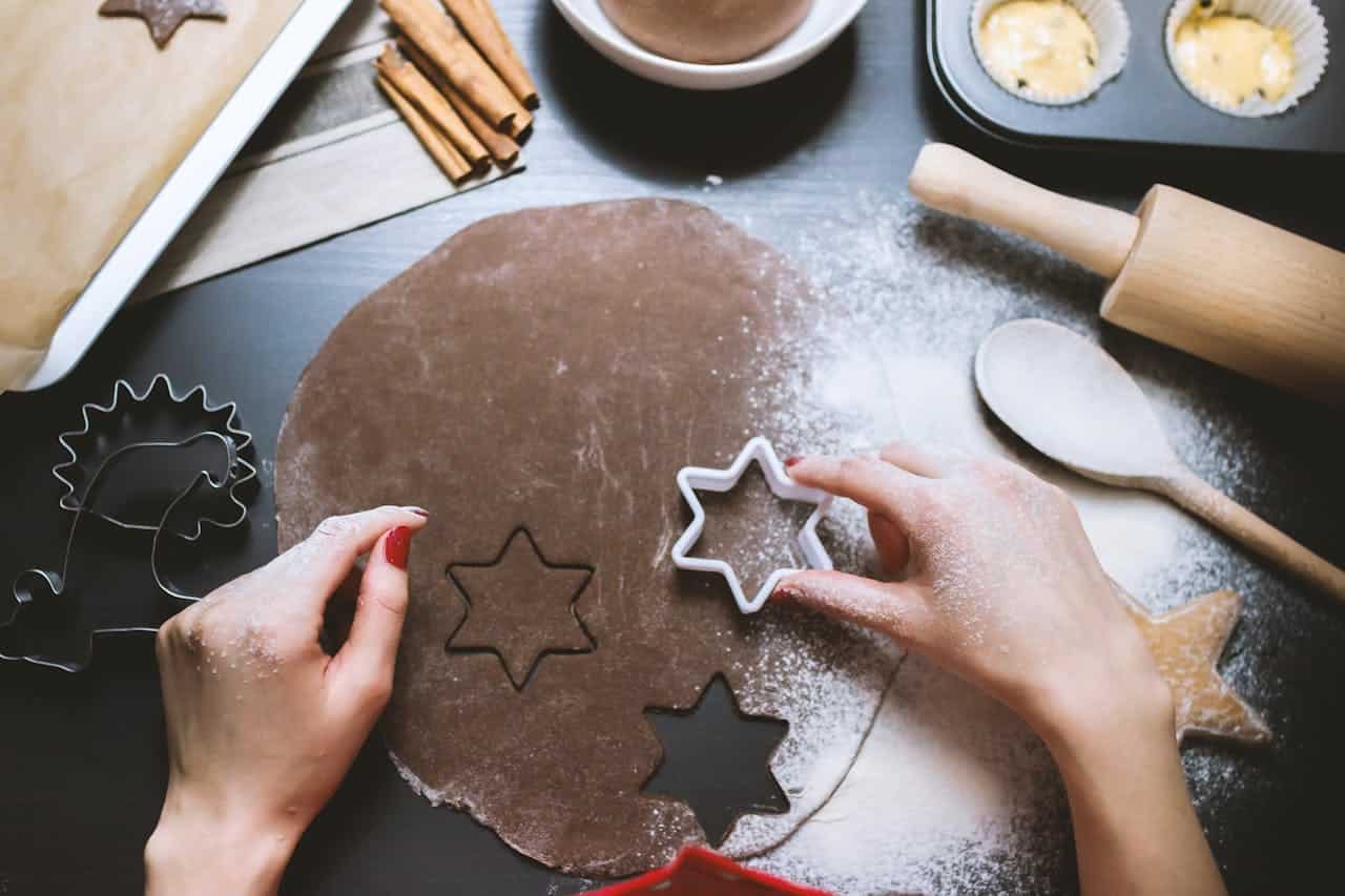 star of david cookie cutter on chocolate dough for aba therapy