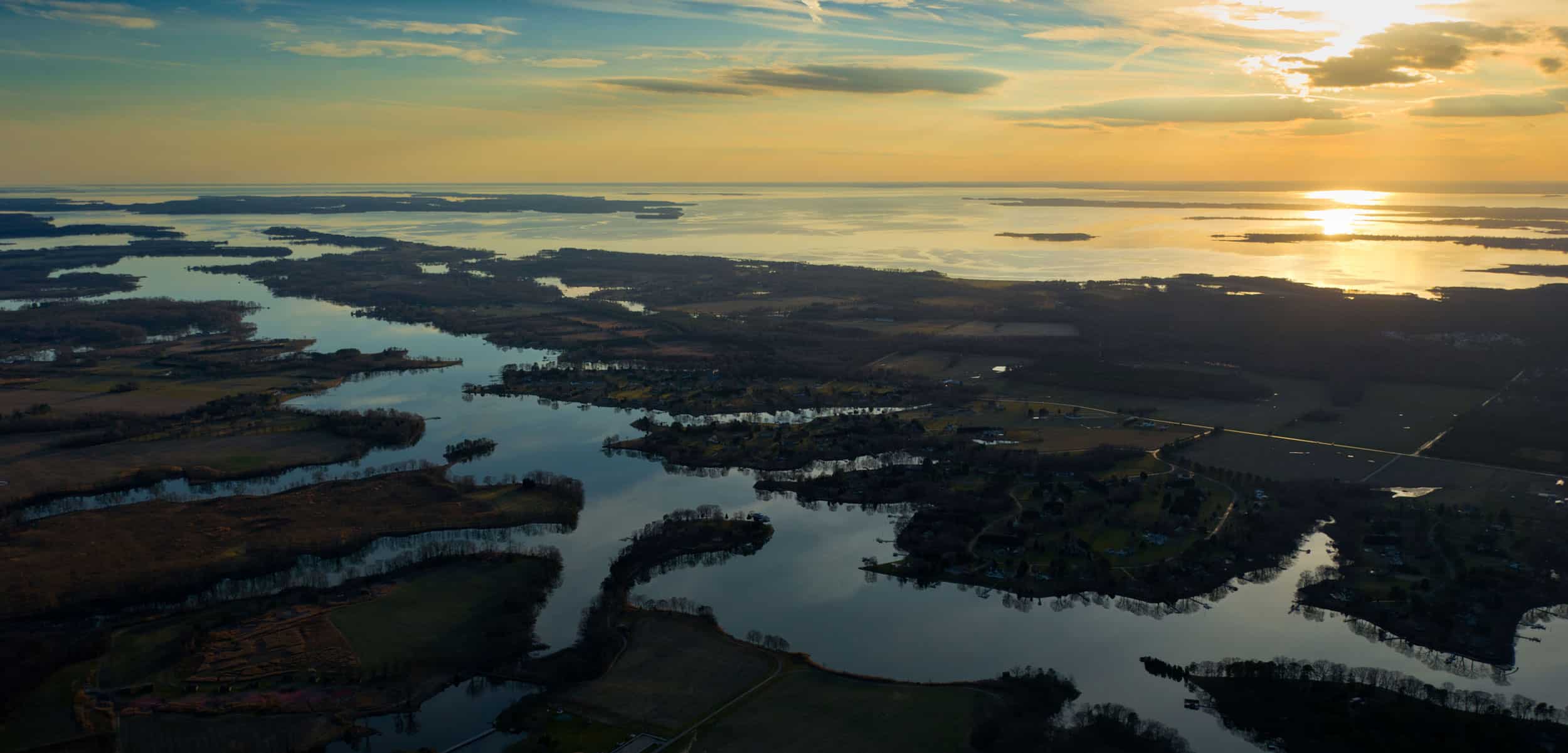 Eye Bird's view of Chesapeake Bay in Maryland USA 