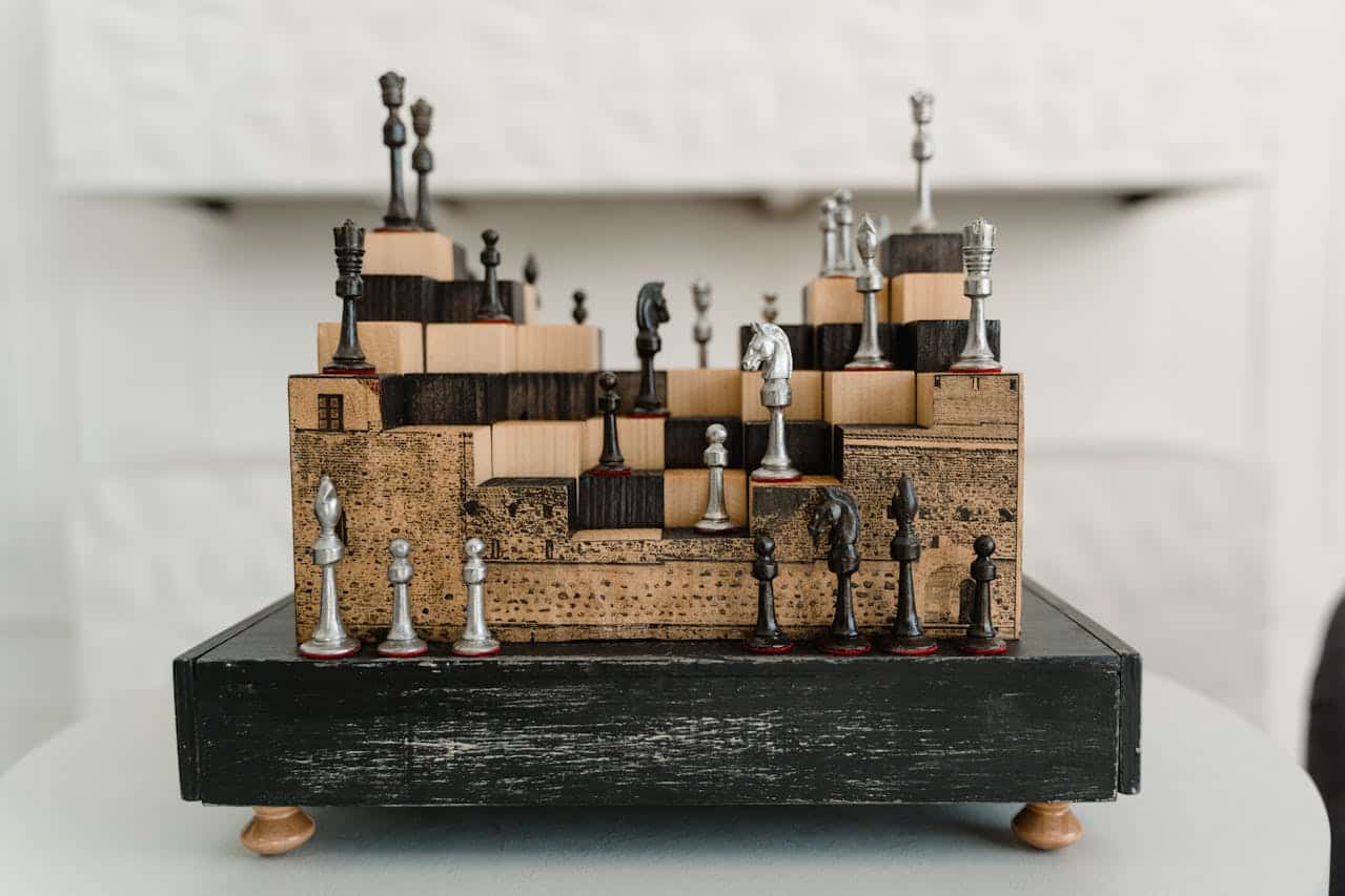 chess set on an elaborate set-up