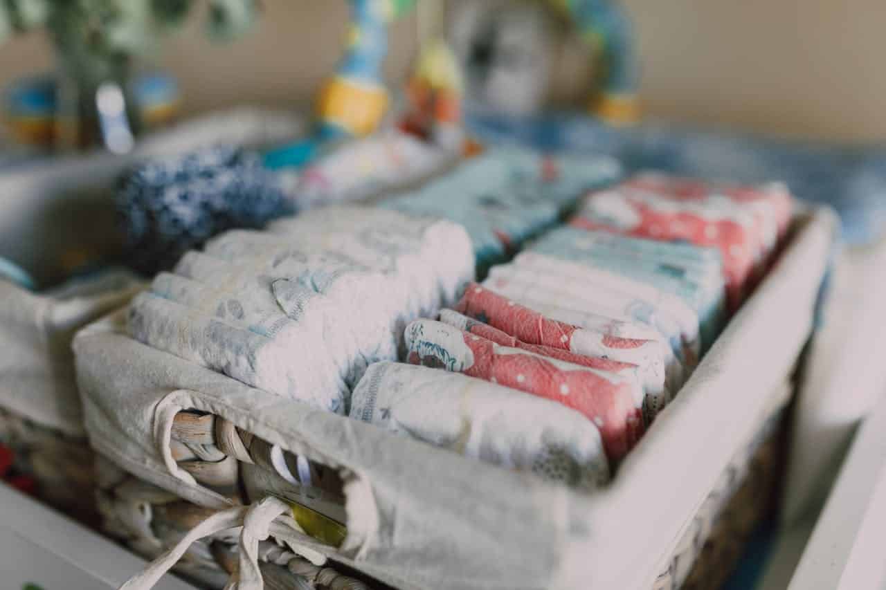 neat rows of diaper for aba therapy and potty training