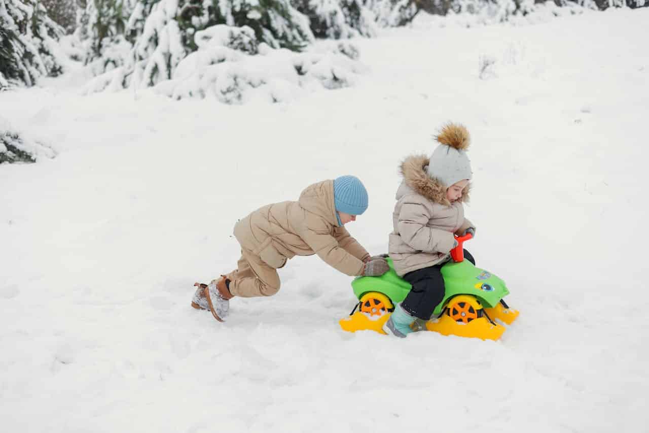 kids playing in snow