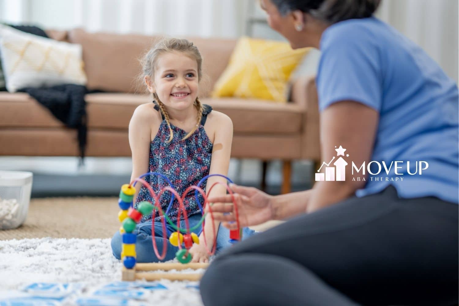 Kid tying shoes for aba therapy and motor skills