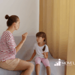 A mom explaining to her autistic child what a punishment is